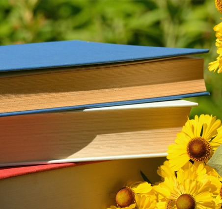 books with flowers